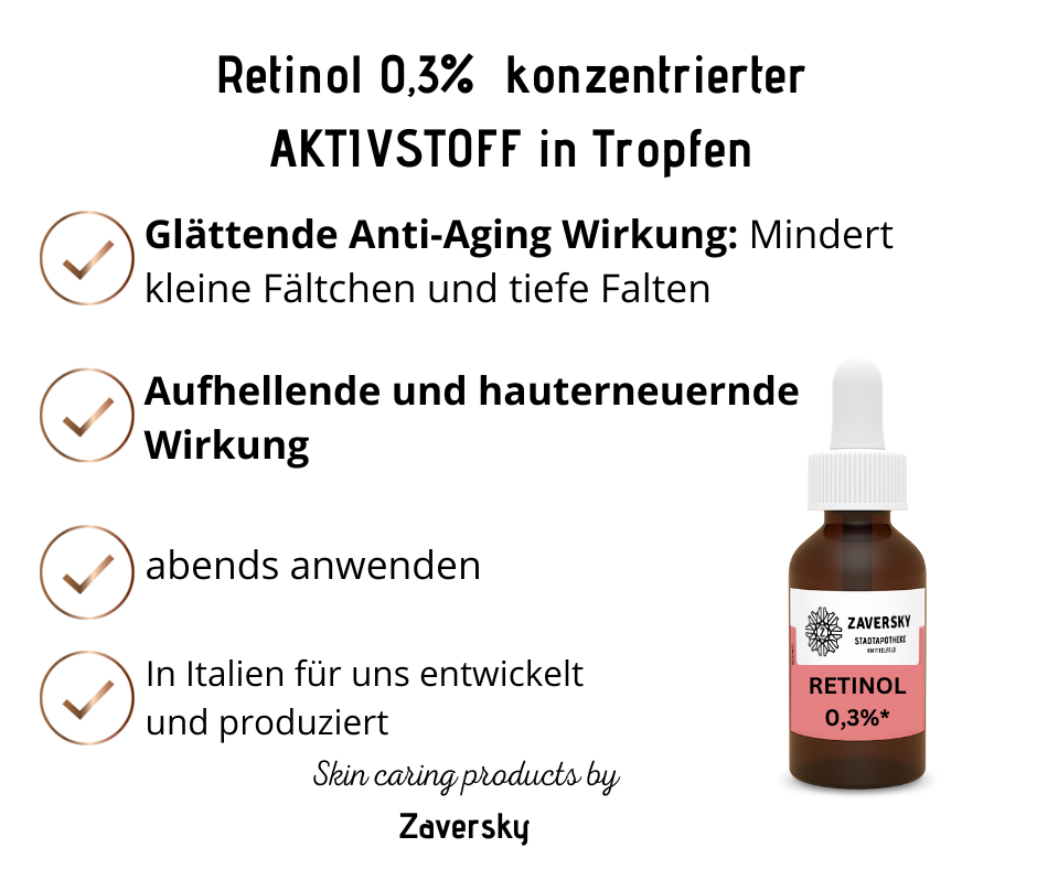 Retinol 0,3% hoch konzentrierter AKTIVSTOFF in Tropfen CareZ bei Apotheke Zaversky
