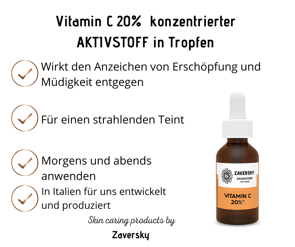Vitamin C 20% konzentrierter AKTIVSTOFF in Tropfen CareZ bei Apotheke Zaversky
