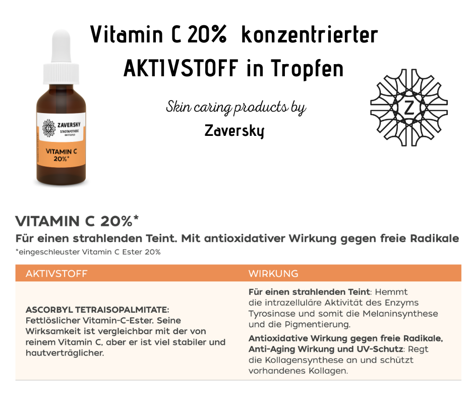 Vitamin C 20% konzentrierter AKTIVSTOFF in Tropfen CareZ bei Apotheke Zaversky