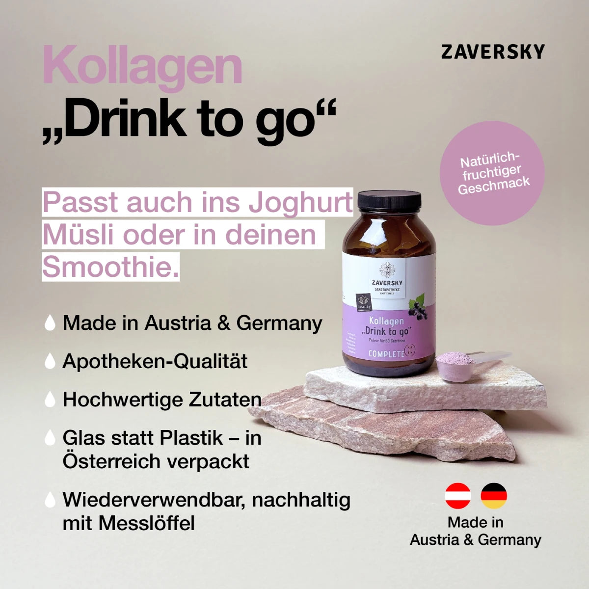 Kollagen "Drink to Go" mit Johannisbeerfruchtpulver - Gratis Produkt (ab €400) bei Apotheke Zaversky