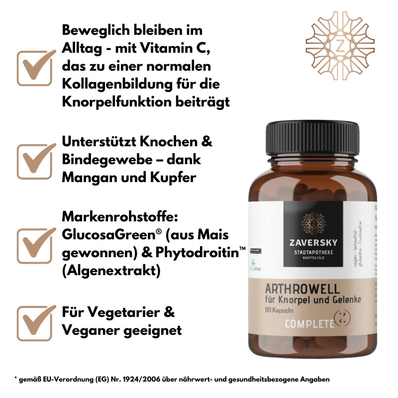 Arthrowell - Vegane Formel mit Vitamin C für Knorpel & Gelenke - Gratis Produkt (ab €400) bei Apotheke Zaversky