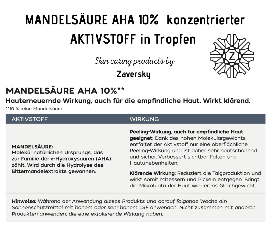 MANDELSÄURE AHA 10% konzentrierter AKTIVSTOFF in Tropfen CareZ bei Apotheke Zaversky